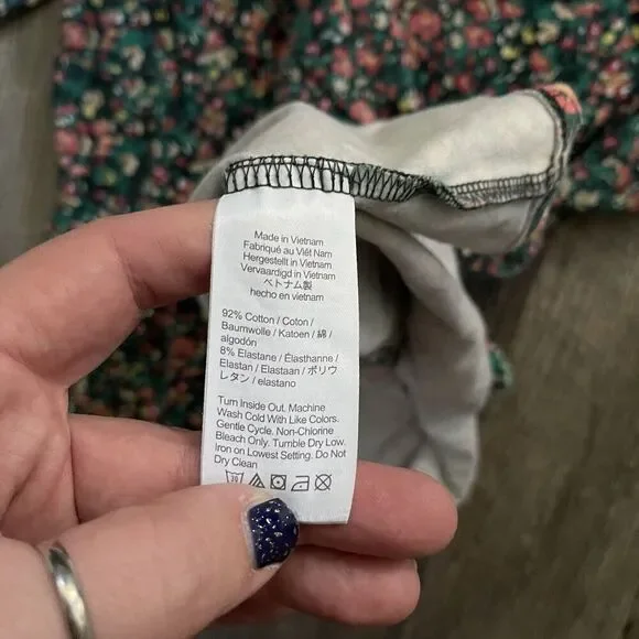 J Crew Crewcuts Green Floral Long Sleeve Top Girls Large - Picture 4 of 5